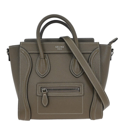 Celine Brown Leather Nano Luggage Tote Bag