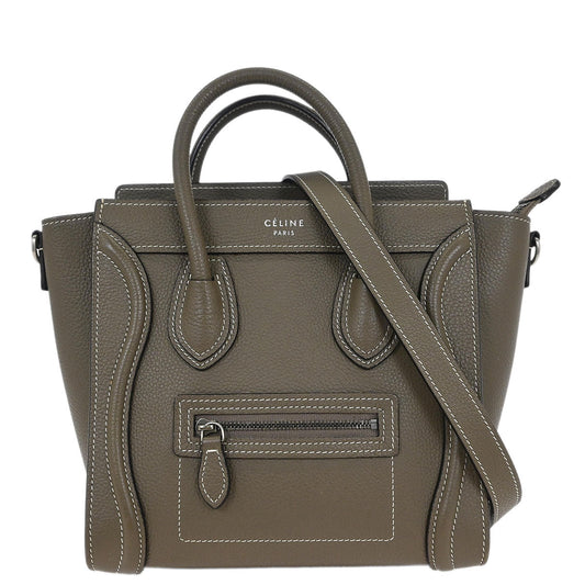 Celine Brown Leather Nano Luggage Tote Bag