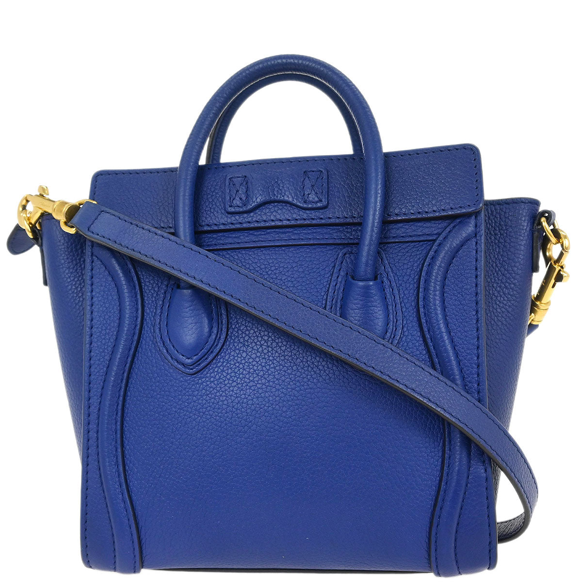 Celine Blue Leather Nano Luggage Tote Bag