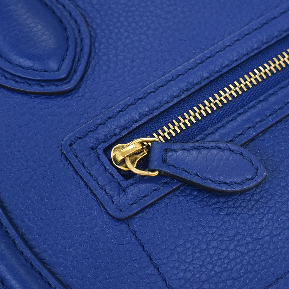 Celine Blue Leather Nano Luggage Tote Bag