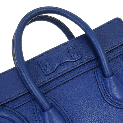 Celine Blue Leather Nano Luggage Tote Bag