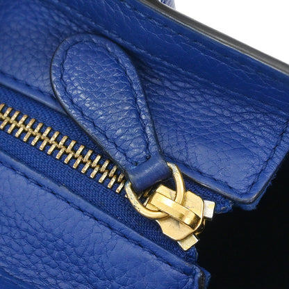 Celine Blue Leather Nano Luggage Tote Bag