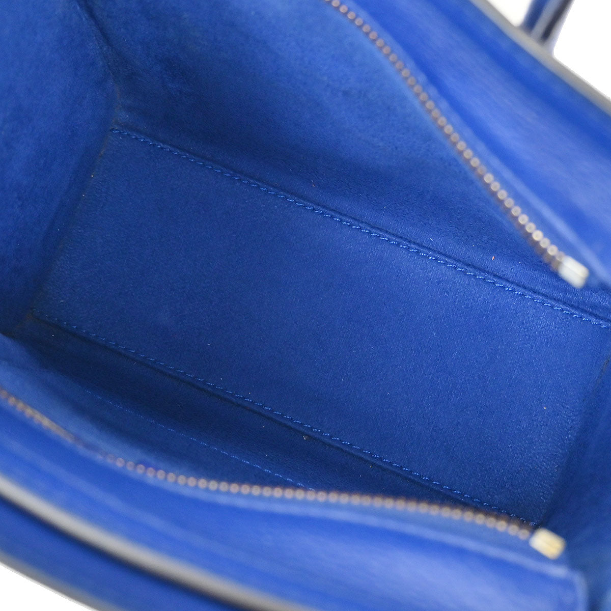 Celine Blue Leather Nano Luggage Tote Bag