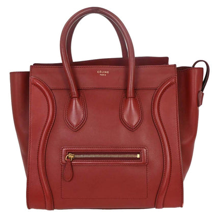 Celine Bordeaux Leather Mini Luggage Tote Bag