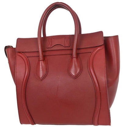 Celine Bordeaux Leather Mini Luggage Tote Bag