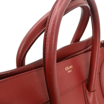 Celine Bordeaux Leather Mini Luggage Tote Bag