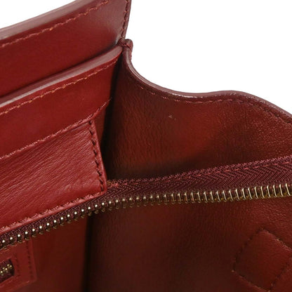 Celine Bordeaux Leather Mini Luggage Tote Bag