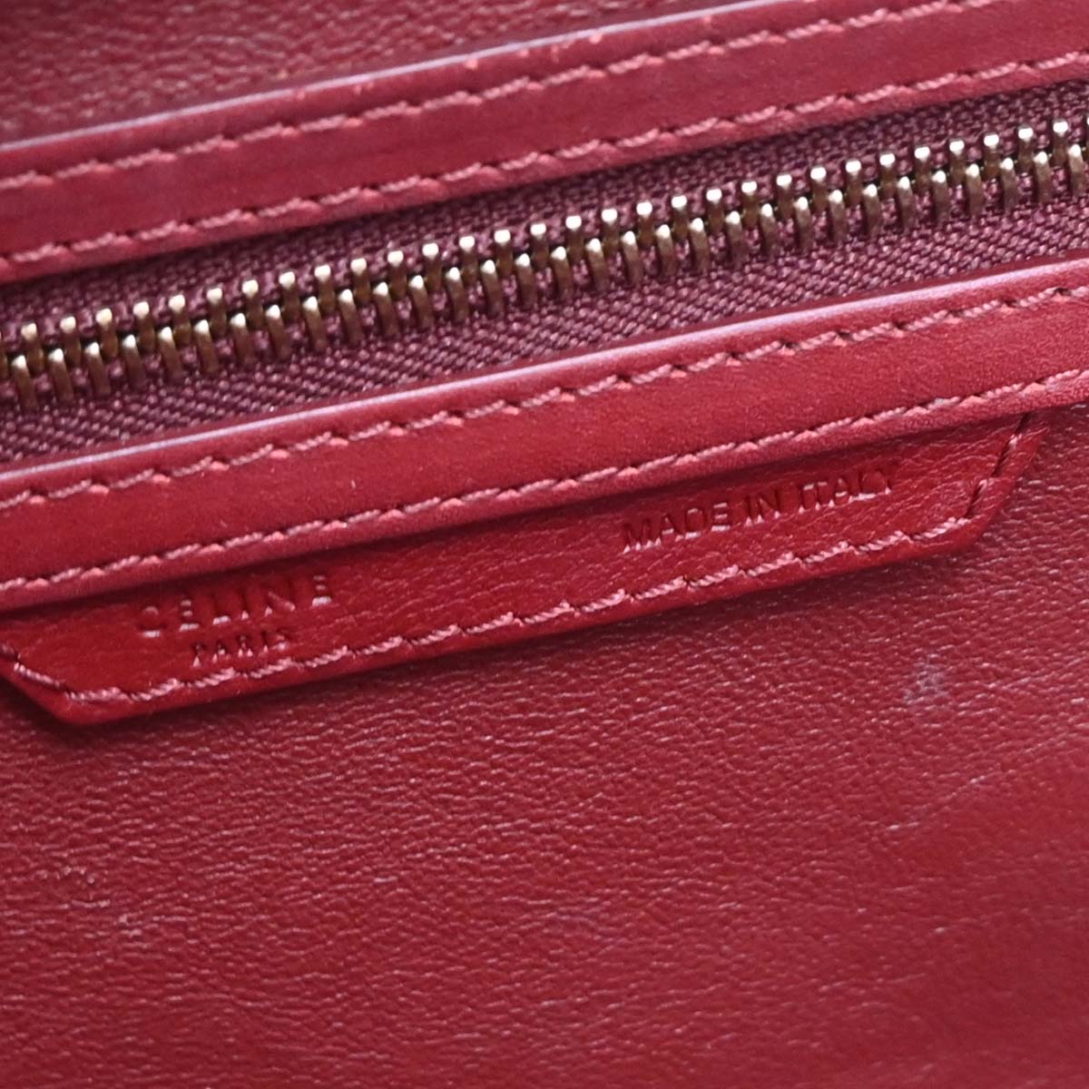 Celine Bordeaux Leather Mini Luggage Tote Bag