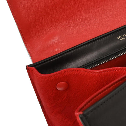Celine * Pony Hair Tricolor Trapeze 2way Shoulder Handbag