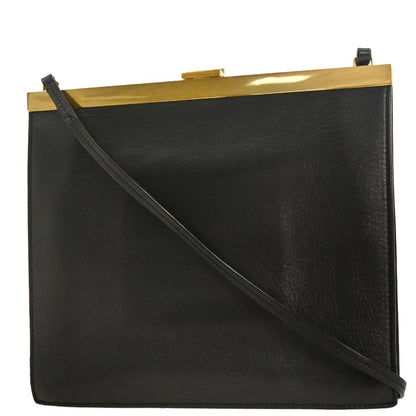Celine Black Leather Clasp Shoulder Bag