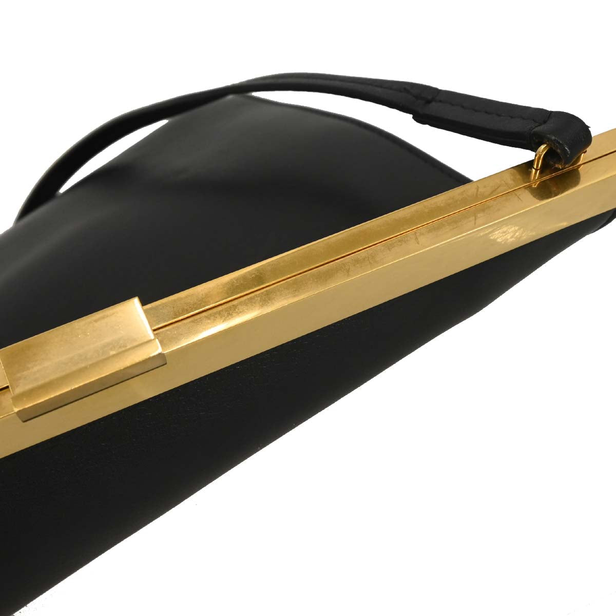 Celine Black Leather Clasp Shoulder Bag