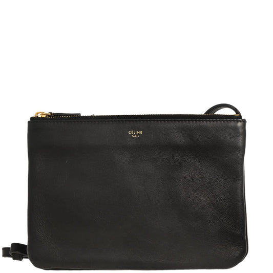 Celine Black Leather Trio Shoulder Bag