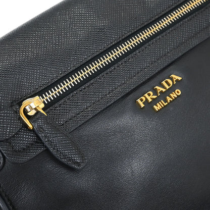 Prada Black Leather Corsaire Shoulder Bag