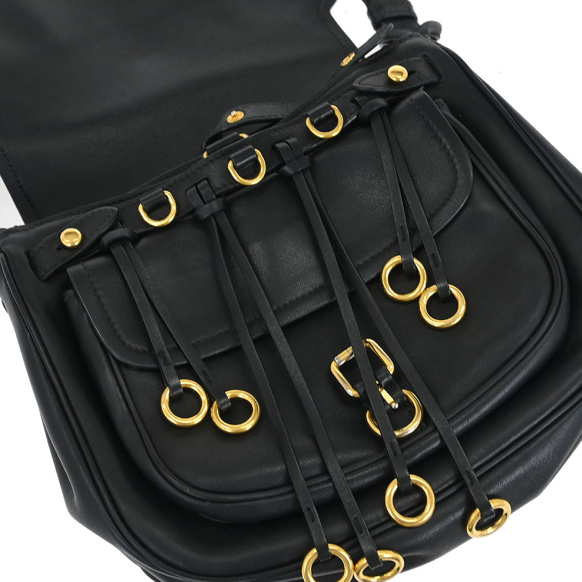 Prada Black Leather Corsaire Shoulder Bag