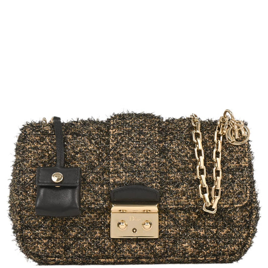 Christian Dior Black Tweed Rock Chain Shoulder Bag