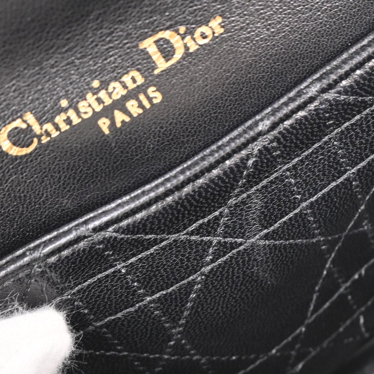 Christian Dior Black Tweed Rock Chain Shoulder Bag