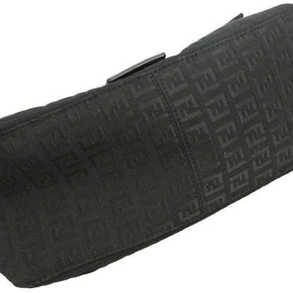Fendi Black Canvas Zucchino Mamma Baguette Handbag