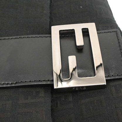 Fendi Black Canvas Zucchino Mamma Baguette Handbag