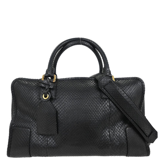 Loewe * Black Python Amazona 36 Handbag