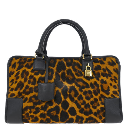 Loewe * Pony Hair Brown Leopard Amazona 36 Handbag