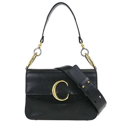 Chloe Black Leather C 2way Shoulder Handbag