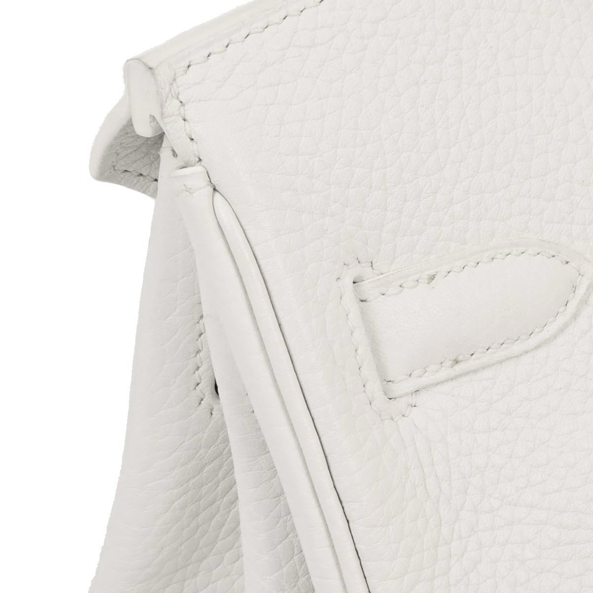 Hermes White Taurillon Clemence Birkin 30 Handbag