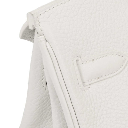 Hermes White Taurillon Clemence Birkin 30 Handbag