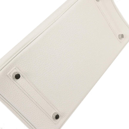 Hermes White Taurillon Clemence Birkin 30 Handbag