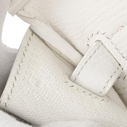 Hermes White Taurillon Clemence Birkin 30 Handbag