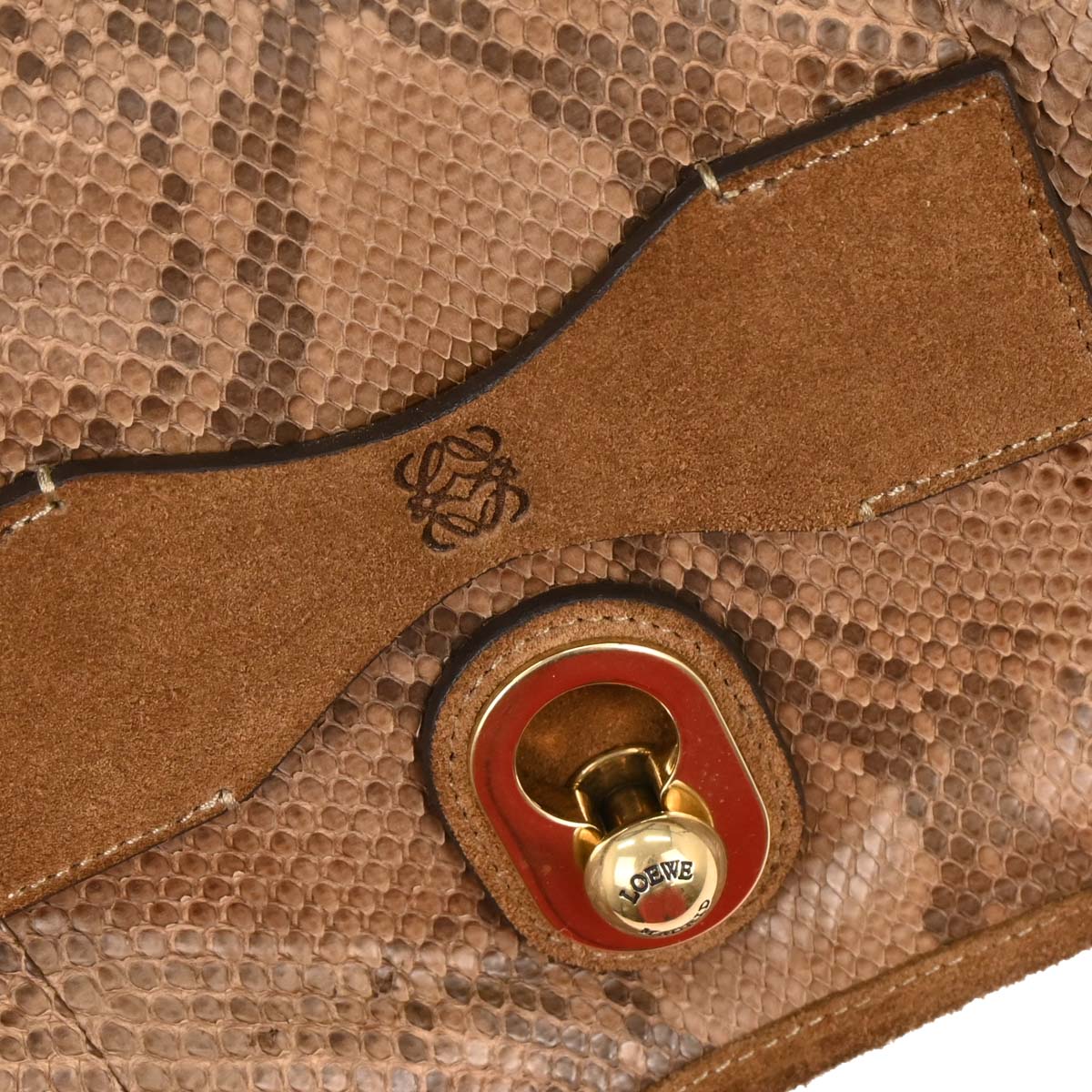 Loewe * Brown Python Cartero Satchel Handbag