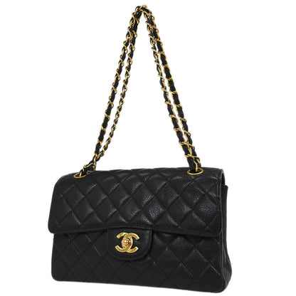 Chanel 1996-1997 Black Caviar Double Sided Flap Shoulder Bag