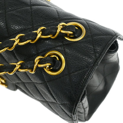 Chanel 1996-1997 Black Caviar Double Sided Flap Shoulder Bag