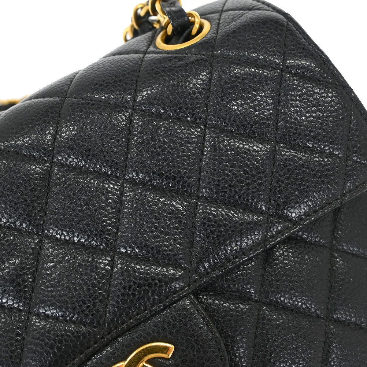 Chanel 1996-1997 Black Caviar Double Sided Flap Shoulder Bag
