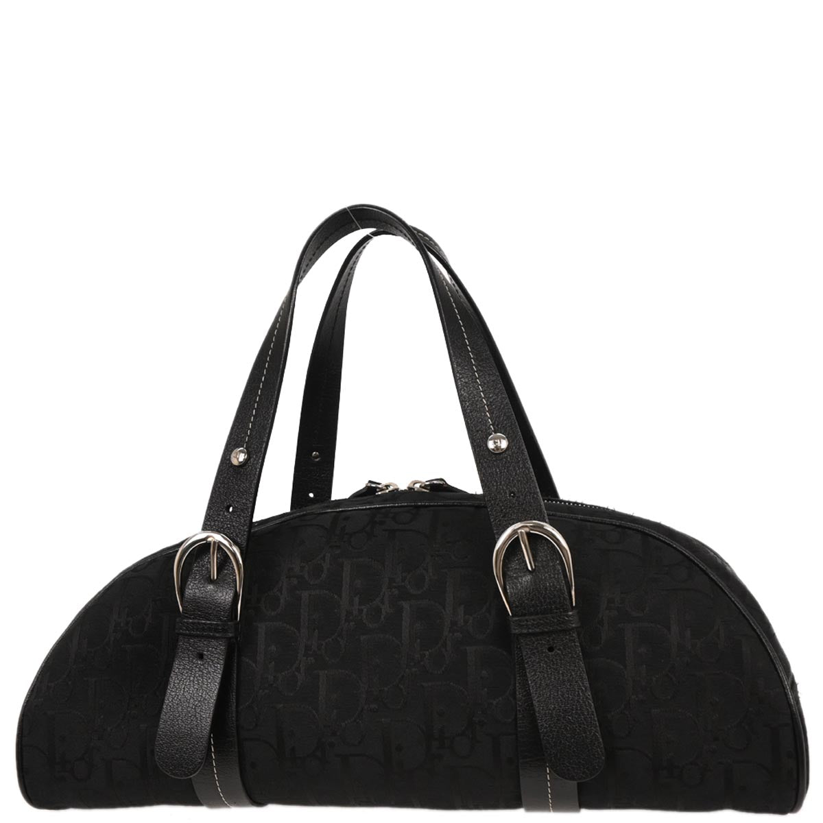 Christian Dior Black Floral Embroidered Trotter Handbag