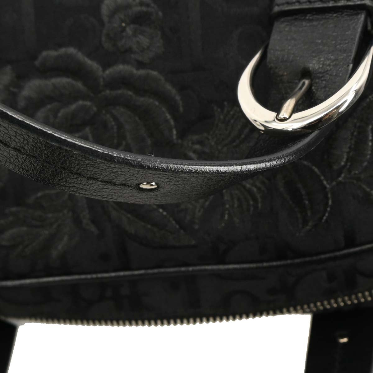 Christian Dior Black Floral Embroidered Trotter Handbag