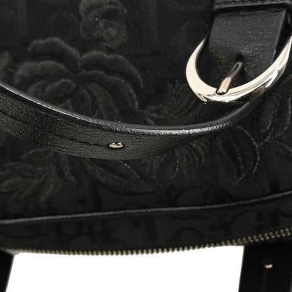 Christian Dior Black Floral Embroidered Trotter Handbag