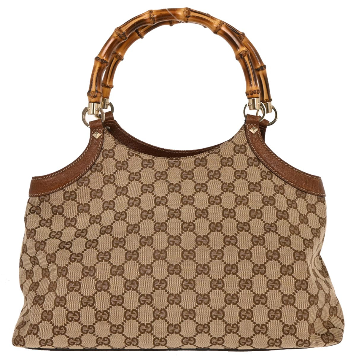 Gucci Brown Bamboo GG Tote Bag