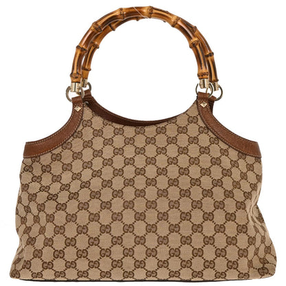 Gucci Brown Bamboo GG Tote Bag