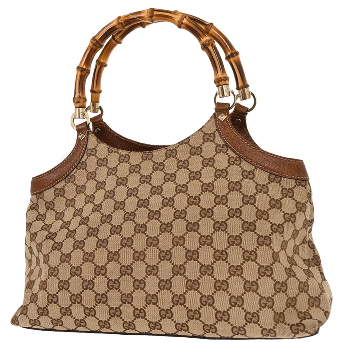 Gucci Brown Bamboo GG Tote Bag