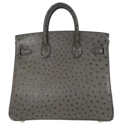Hermes * Graphite Ostrich Haut a Courroies 28 Handbag