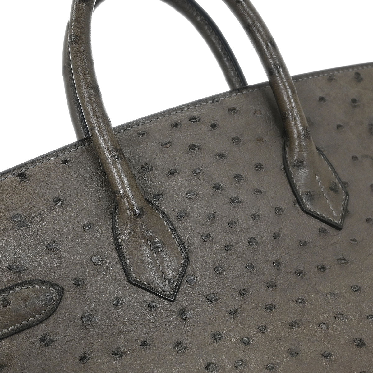Hermes * Graphite Ostrich Haut a Courroies 28 Handbag