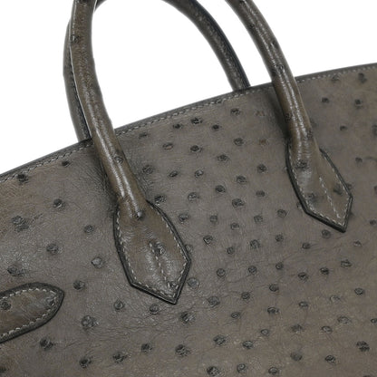 Hermes * Graphite Ostrich Haut a Courroies 28 Handbag