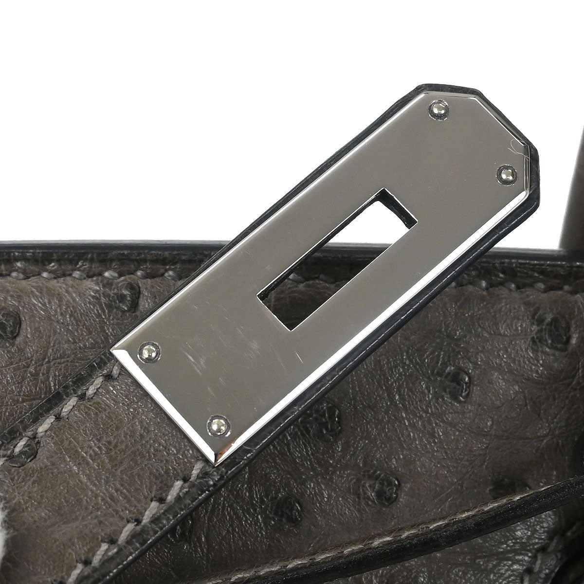 Hermes * Graphite Ostrich Haut a Courroies 28 Handbag