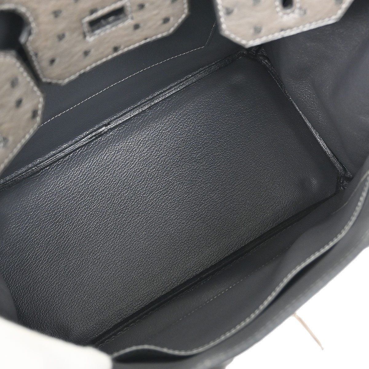 Hermes * Graphite Ostrich Haut a Courroies 28 Handbag