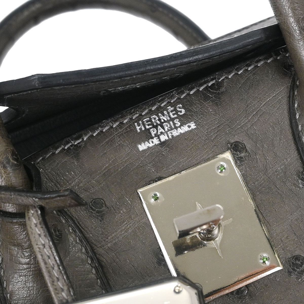 Hermes * Graphite Ostrich Haut a Courroies 28 Handbag