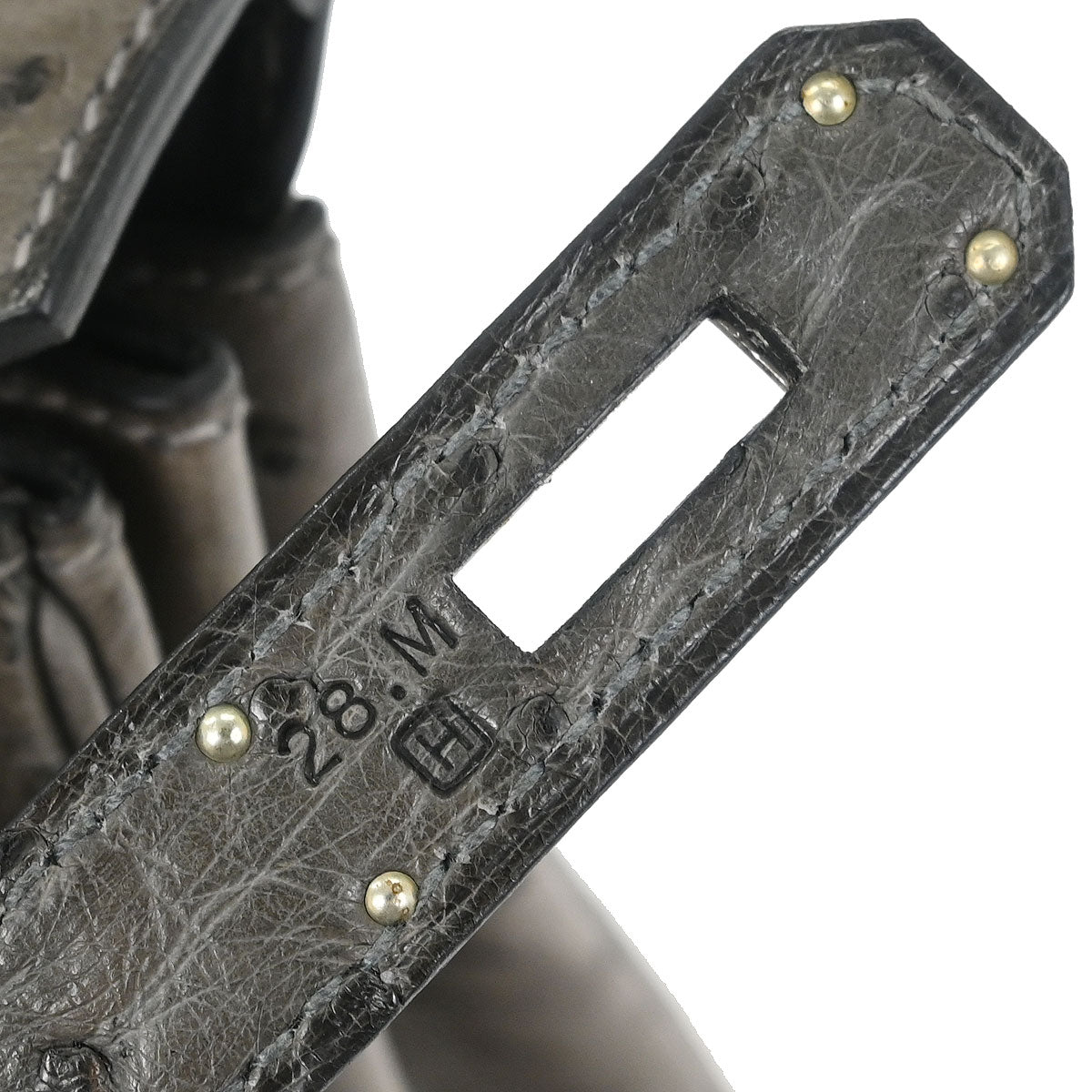 Hermes * Graphite Ostrich Haut a Courroies 28 Handbag