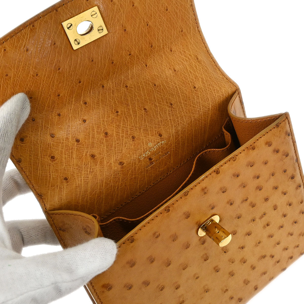 Louis Vuitton * Beige Ostrich Malesherbes Handbag