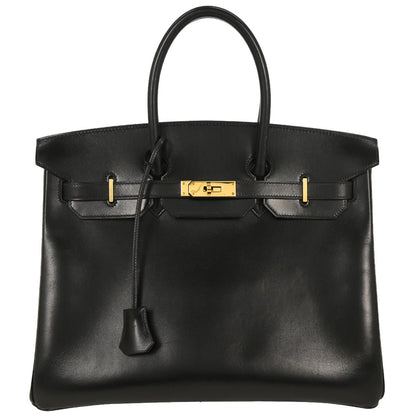 Hermes Black Box Calf Birkin 35 Handbag