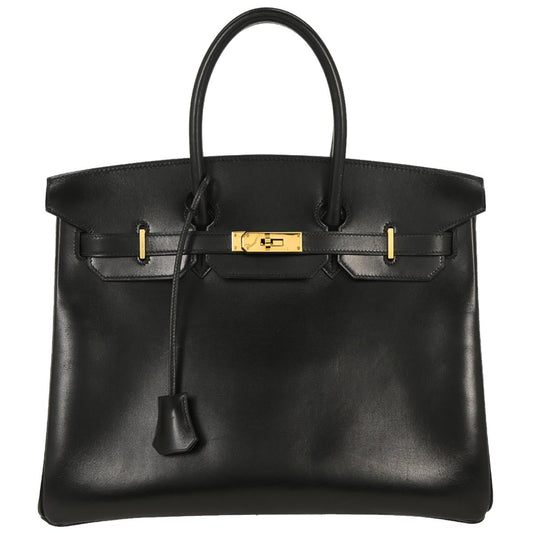 Hermes Black Box Calf Birkin 35 Handbag