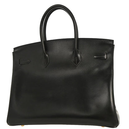Hermes Black Box Calf Birkin 35 Handbag
